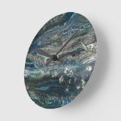 Dreams of the Ocean'19 acrylic painting in grey Ta Runde Wanduhr (Winkel)