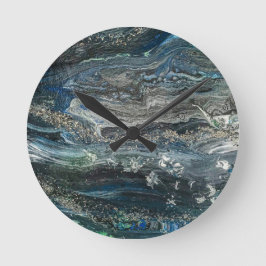 Dreams of the Ocean'19 acrylic painting in grey Ta Runde Wanduhr