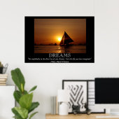 Dreams Sunset Sailboat Motivierend Poster (Heimbüro)