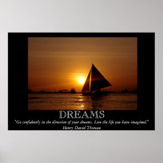 Dreams Sunset Sailboat Motivierend Poster
