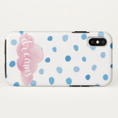 Dreams Watercolor Blue Polka Dots Case-Mate iPhone Hülle (Rückseite (Horizontal))