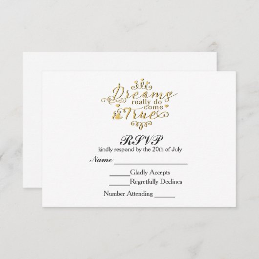 DREAMS WERDEN WIRKLICH WAHRE UAWG Wedding Card RSVP Karte (Vorne/Hinten)