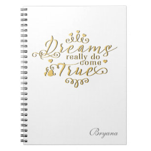 DREAMS WIRKLICH COME TRUE Gold Notebook Journal Notizblock