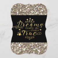 DREAMS WIRKLICH KOMMEN WIRKLICH Gold Glitzer Einla