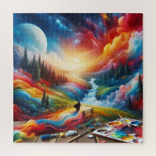Dreamscape Abstrakt: Vibrannte digitale Kunstdruck Puzzle (Vertikal)