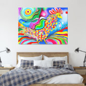"Dreamscape Bird" Ein farbiger surrealer Hahn Leinwanddruck (Insitu (Schlafzimmer))