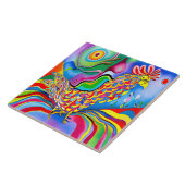 "Dreamscape Bird". Ein SQ-surreal abstrakter Hahn Fliese (Seite)