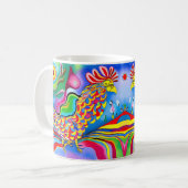 "Dreamscape Bird". Ein surreal abstrakter Hahn Kaffeetasse (Vorderseite Links)