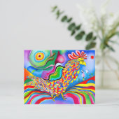 "Dreamscape Bird". Ein surreal abstrakter Hahn Postkarte (Stehend Vorderseite)