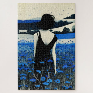 Dreamscape Blue Wildblume Field Wall Street Puzzle