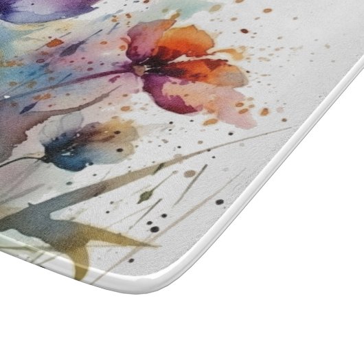 Dreamscape Garden: Abstrakte Aquarell-Blume Schneidebrett (Ecke)