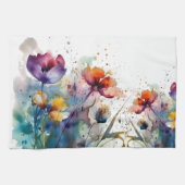 Dreamscape Garden: Abstrakte Aquarellfarben Blume Geschirrtuch (Horizontal)