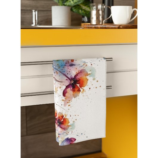 Dreamscape Garden: Abstrakte Aquarellfarben Blume Geschirrtuch