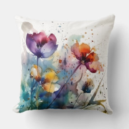 Dreamscape Garden: Abstrakte Aquarellfarben Blume Kissen