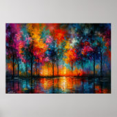 Dreamscape Grove Colorful Trees at Dusk Poster (Vorne)