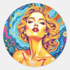 Dreamscape - lebendige surreale Porträtkunst Runder Aufkleber