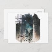 Dreamscape New York, gemalte City Lights Postkarte (Vorne/Hinten)