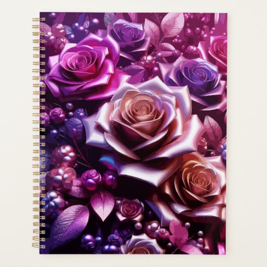 Dreamscape-Rose Leuchtblumen-Typografie Planer (Vorderseite)