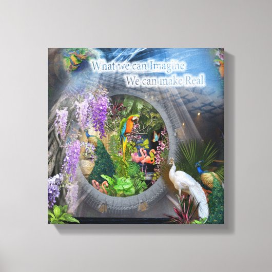 Dreamscape Wisteria Blume & Peacock Themen Leinwanddruck (Vorderseite)