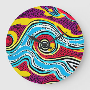 Dreamtime Australian Aboriginal Design #4 Große Wanduhr