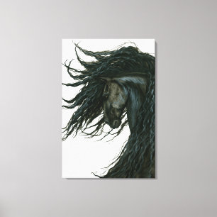 DreamWalker Friesian Black Horse Art by Bihrle Leinwanddruck