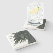 DreamWalker friesisches Pferd durch Bihrle Steinuntersetzer (Seitenansicht)