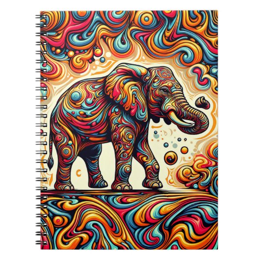 Dreamwave-Elefant – Retro-Safari-Kunst Notizblock (Vorderseite)