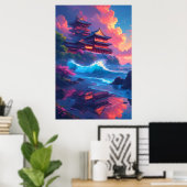 Dreamwave-Pagode am Meer Poster (Heimbüro)