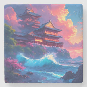 Dreamwave-Pagode am Meer Steinuntersetzer