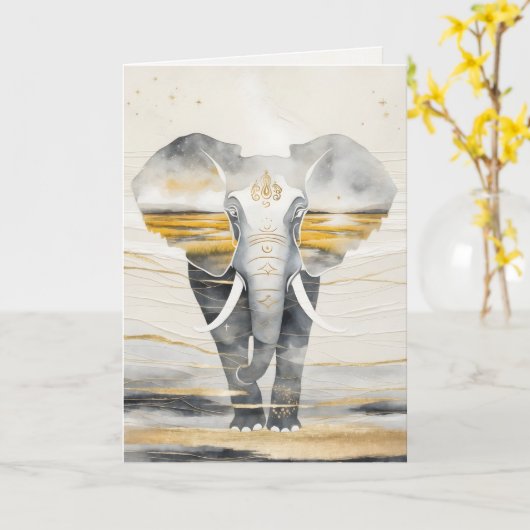 Dreamwoven Guardian Elephant Greeting Card Karte (Gelbe Blume)