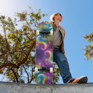 Dreamy Abstrakt Liquid Rainbow Wirbel Cosmos Stars Skateboard