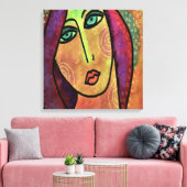 Dreamy Abstraktes digitales Portrait einer Frau Leinwanddruck (Insitu (Wohnzimmer))