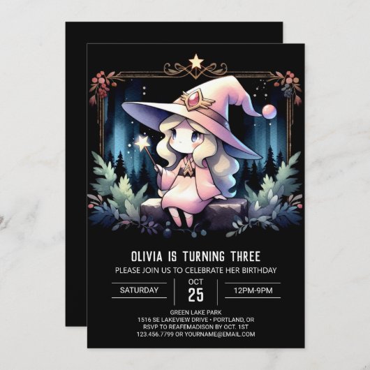 Dreamy Adorable Wizard Geburtstag Einladung (Vorne/Hinten)