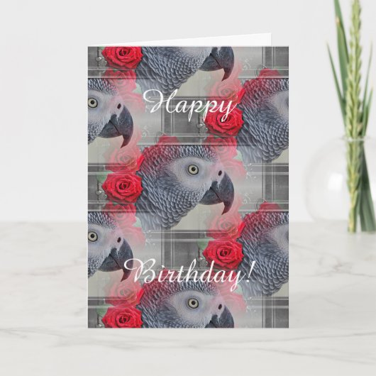 Dreamy African Gray mit Rote Rosen Karte (Vorderseite)