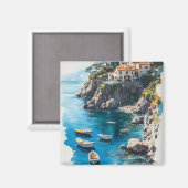 Dreamy Amalfi Küste: Design der Aquarellmalerei Magnet (Vorderseite/Rückseite)