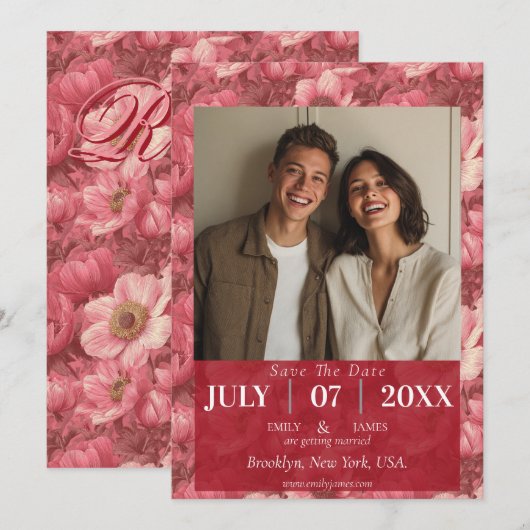 Dreamy Anemones Inspired Outdoor Wedding Save The Date (Vorne/Hinten)