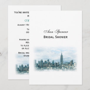 Dreamy Aquamarin NYC Skyline Brautparty V Einladung