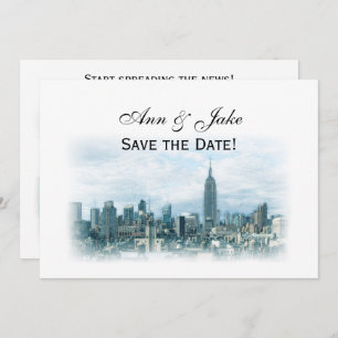 Dreamy Aquamarin NYC Skyline Save the Date H Einladung