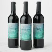 Dreamy Aquamarin Silver Winter Wunderland Weihnach Weinetikett (Flaschen)