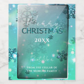 Dreamy Aquamarin Silver Winter Wunderland Weihnach Weinetikett (Einzelnes Label)