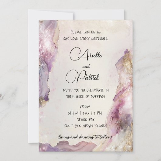 Dreamy Aquarella Wedding Einladung (Vorderseite)