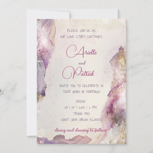 Dreamy Aquarella Wedding Einladung (Vorderseite)