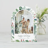 Dreamy Arch Holiday Watercolor Weihnachtskarte Einladung (Stehend Vorderseite)