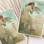 Dreamy Art Nouveau Wedding Menu Card Einladung<br><div class="desc">Diese exquisite Jugendstil-Hochzeitskarte bringt Ihnen einen ruhigen, naturlich inspirierten Charme. Das Design besticht durch eine ruhige Frau, die mit einer Krone roter Blüten geschmückt ist. Sie sitzt friedlich am Ufer mit fließenden Ästen und weichem Blattwerk. Die sanfte Farbpalette sanfter Blues, warmer Beige und gedämpfter Grüntöne verleiht dieser Karte eine traumhafte,...</div>
