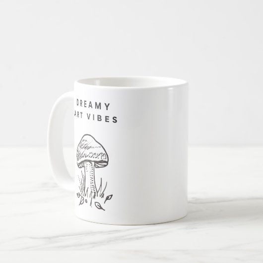 Dreamy Art Vibes – Hand-Drawn Mushroom Aesthetic Kaffeetasse (Vorderseite Links)