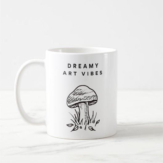 Dreamy Art Vibes – Hand-Drawn Mushroom Aesthetic Kaffeetasse (Links)