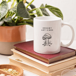 Dreamy Art Vibes – Handgezeichnete Pilz-Ästhetik  Kaffeetasse