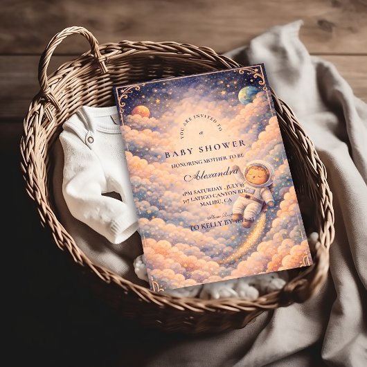 Dreamy Astronaut Cloudscape Baby Shower Einladung