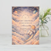 Dreamy Astronaut Cloudscape Baby Shower Einladung (Stehend Vorderseite)
