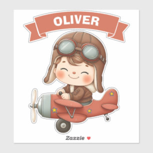 Dreamy Baby Aviator in Red Airplane Aufkleber